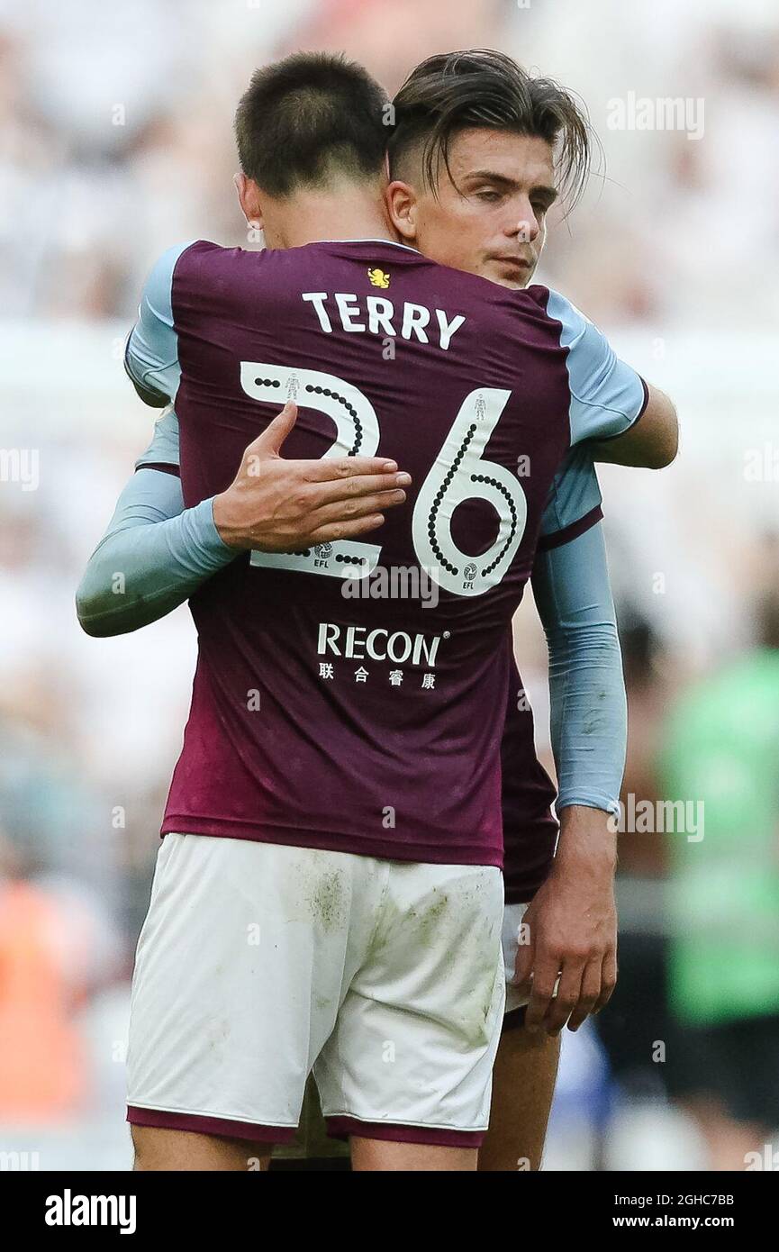 Aston Villa's John Terry and Aston Villa's Jack Grealish after the championship playoff final match at Wembley Stadium, London. Picture date 26th May 2018. Picture credit should read: Charlie Forgham-Bailey/Sportimage via PA Images Stock Photo
