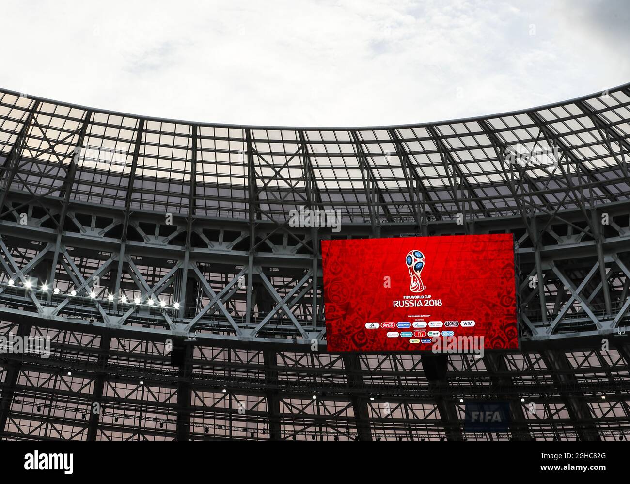 The Scoreboard during the FIFA World Cup 2018 Group A match at the Luzhniki Stadium, Moscow. Picture date 14th June 2018. Picture credit should read: David Klein/Sportimage  Stock Photo