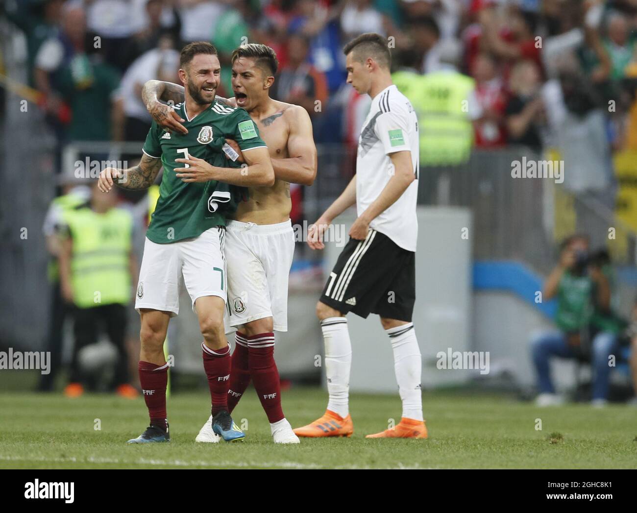 Miguel Layun of Mexico celebrates the win during the FIFA World Cup 2018 Group F match at the Luzhniki Stadium, Moscow. Picture date 17th June 2018. Picture credit should read: David Klein/Sportimage via PA Images Stock Photo