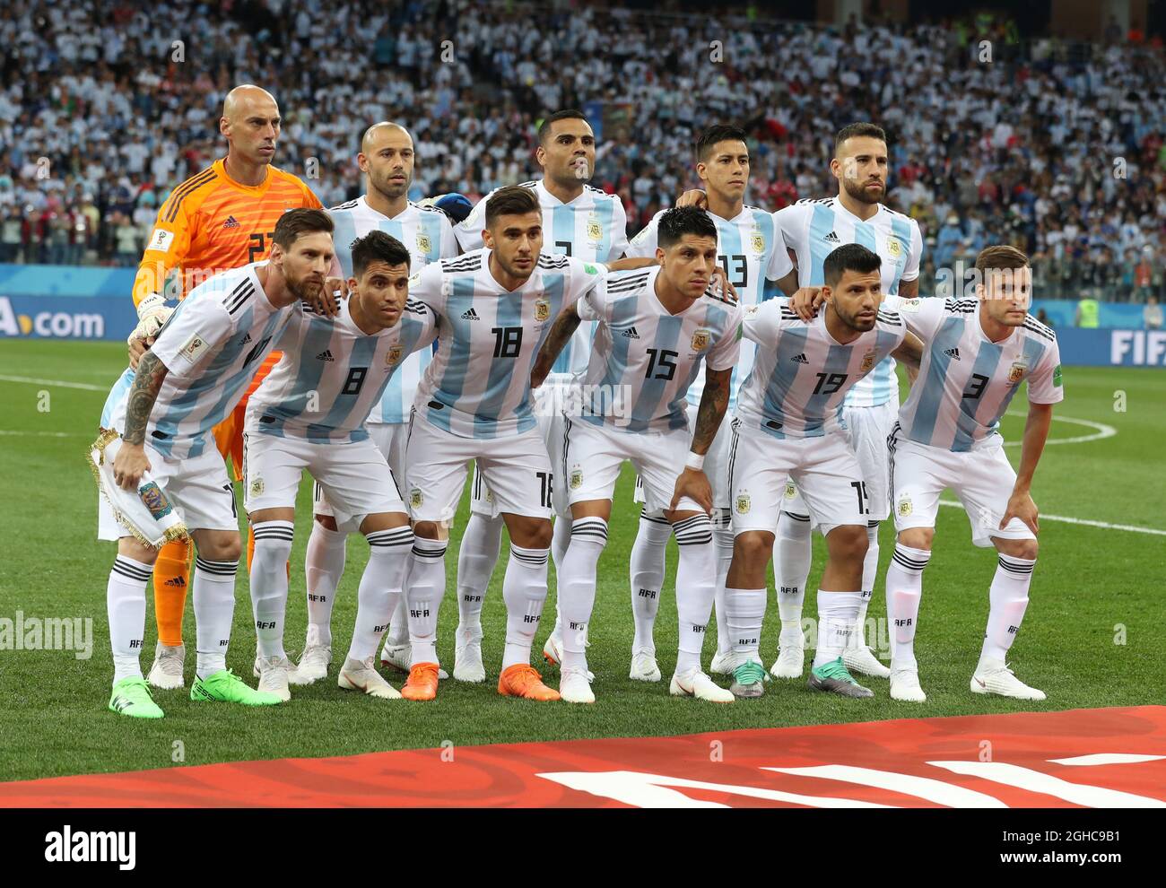 Argentina team group during the FIFA World Cup 2018 Group D match at the  Nizhny Novgorod Stadium, Nizhny Novgorod. Picture date 21st June 2018.  Picture credit should read: David Klein/Sportimage via PA