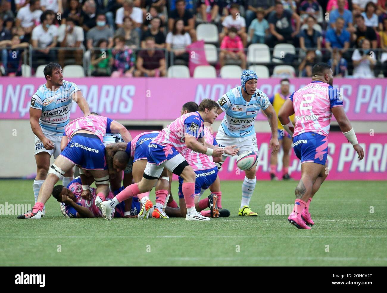 James Hall of Stade Francais during the French championship Top 14 rugby  union match between Stade Francais Paris and Racing 92 on September 4, 2021  at Stade Jean Bouin in Paris, France -