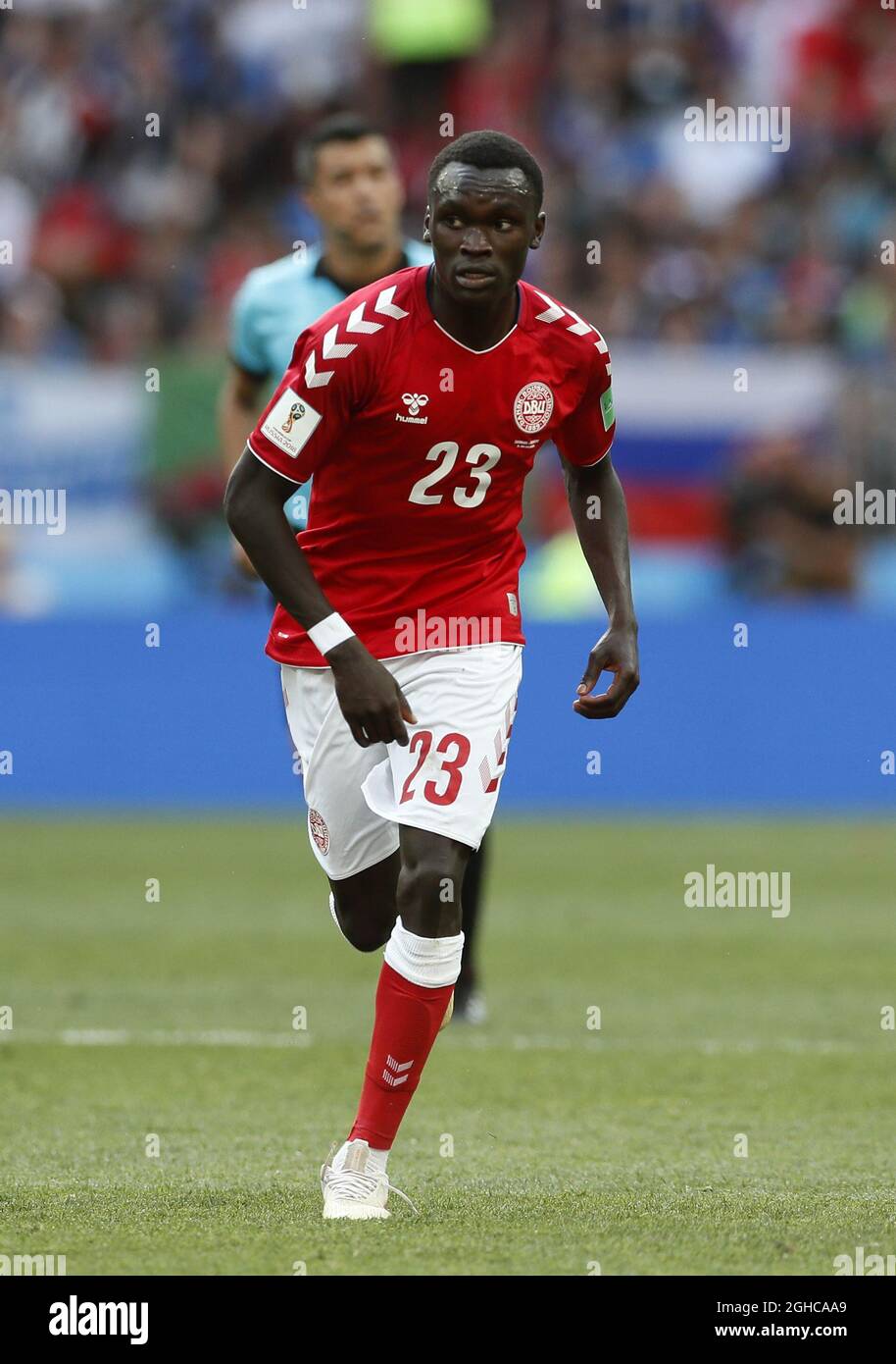 Denmark's Pione Sisto in action during the FIFA World Cup 2018 Group C match at the Luzhniki Stadium, Moscow. Picture date 26th June 2018. Picture credit should read: David Klein/Sportimage via PA Images Stock Photo