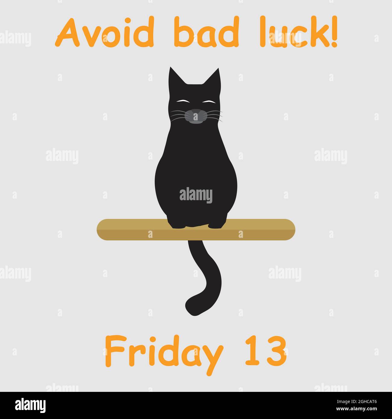 Black cat with the text “avoid bad luck Friday 13” Stock Vector