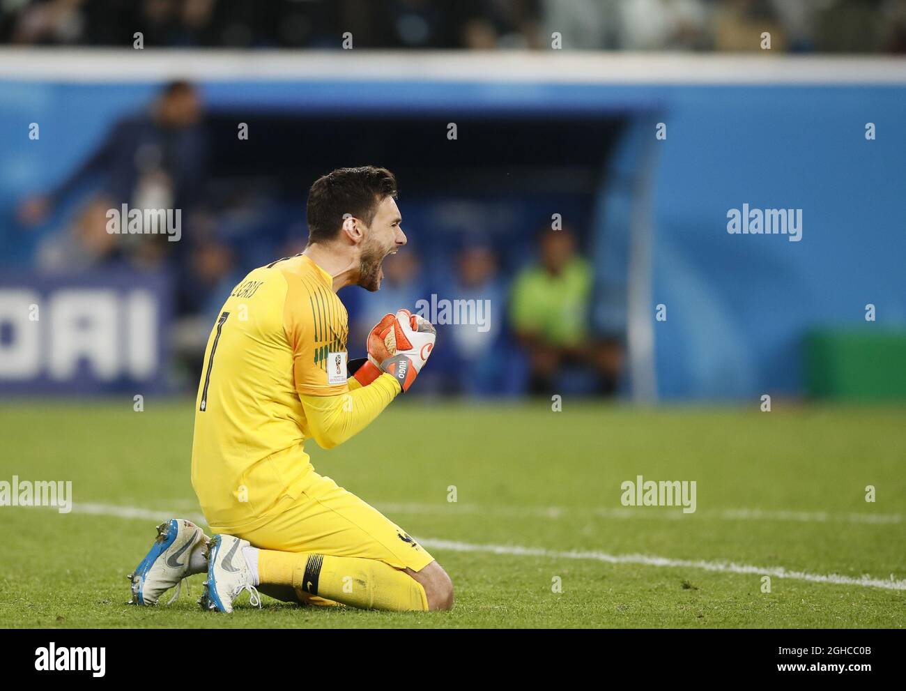 Hugo Lloris of France celebrates the win during the FIFA World Cup 2018 Semi Final match at the St Petersburg Stadium, St Petersburg. Picture date 10th July 2018. Picture credit should read: David Klein/Sportimage via PA Images Stock Photo