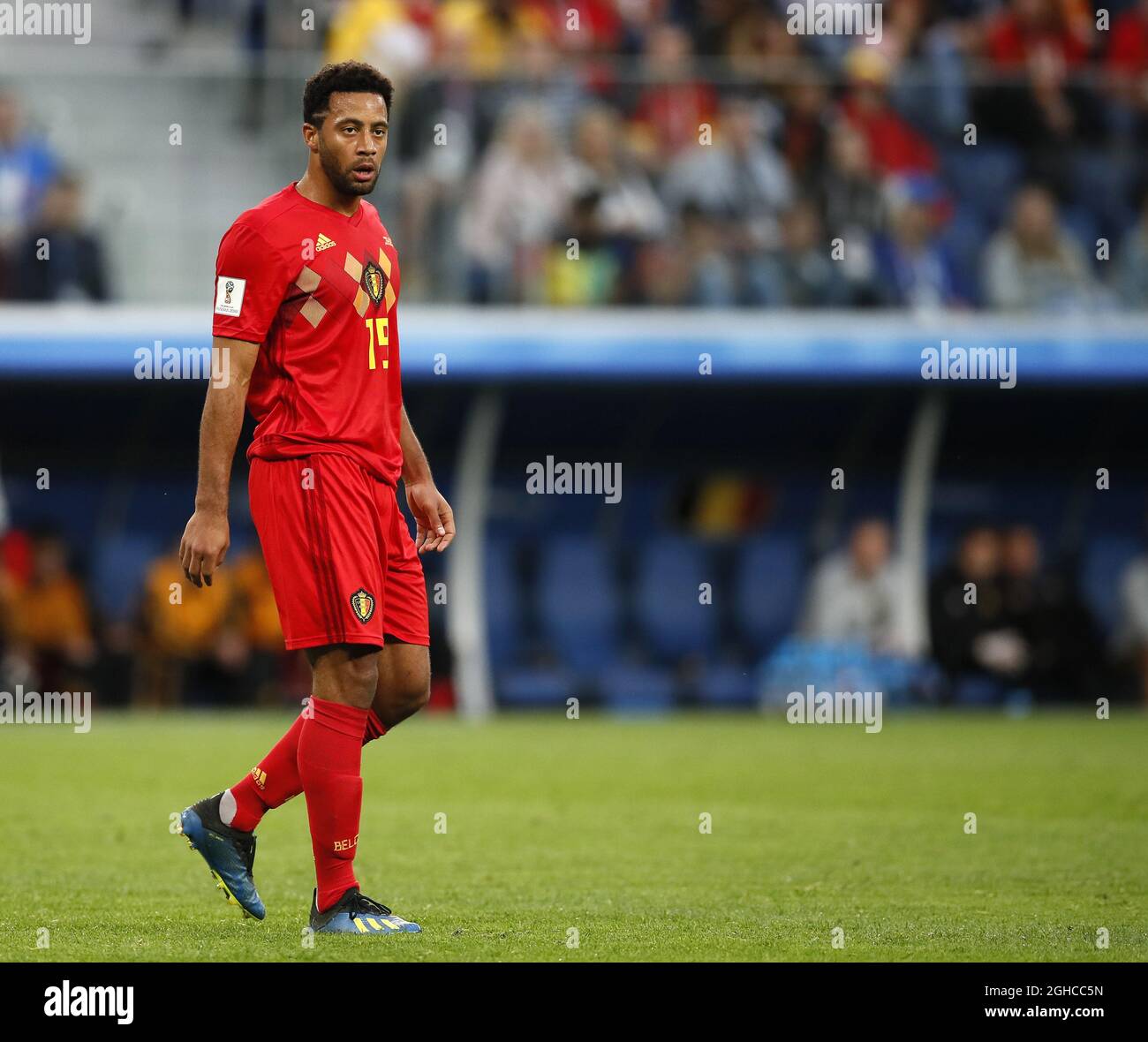 Belgium's Moussa Dembele in action during the FIFA World Cup 2018 Semi Final match at the St Petersburg Stadium, St Petersburg. Picture date 10th July 2018. Picture credit should read: David Klein/Sportimage via PA Images Stock Photo