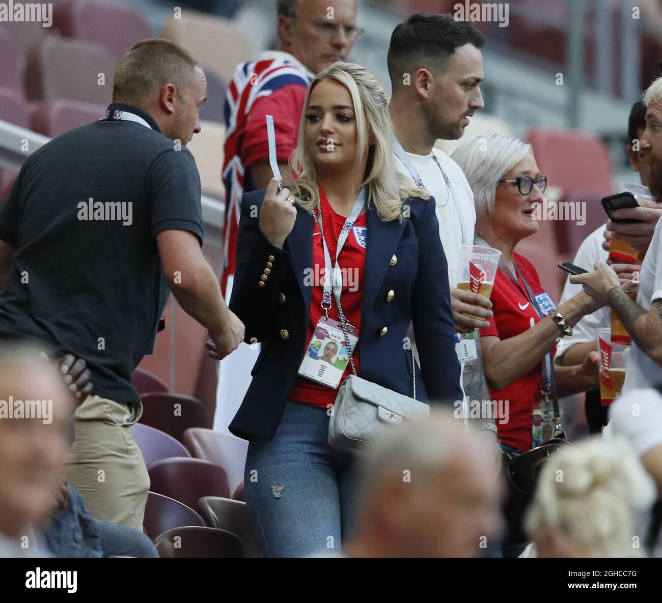 tigger Defekt Sodavand Megan Davison girlfriend of Jordan Pickford of England during the FIFA  World Cup 2018 Semi Final match at the Luzhniki Stadium, Moscow. Picture  date 11th July 2018. Picture credit should read: David