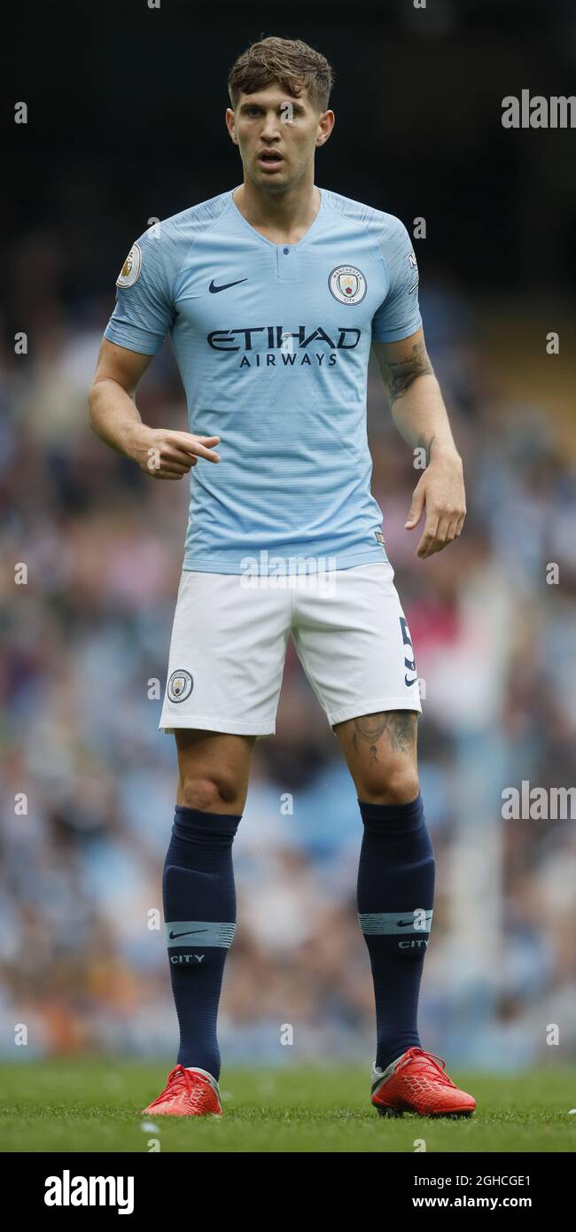 John Stones of Manchester City during the Premier League match at the Etihad Stadium, Manchester. Picture date 19th August 2018. Picture credit should read: Simon Bellis/Sportimage via PA Images Stock Photo