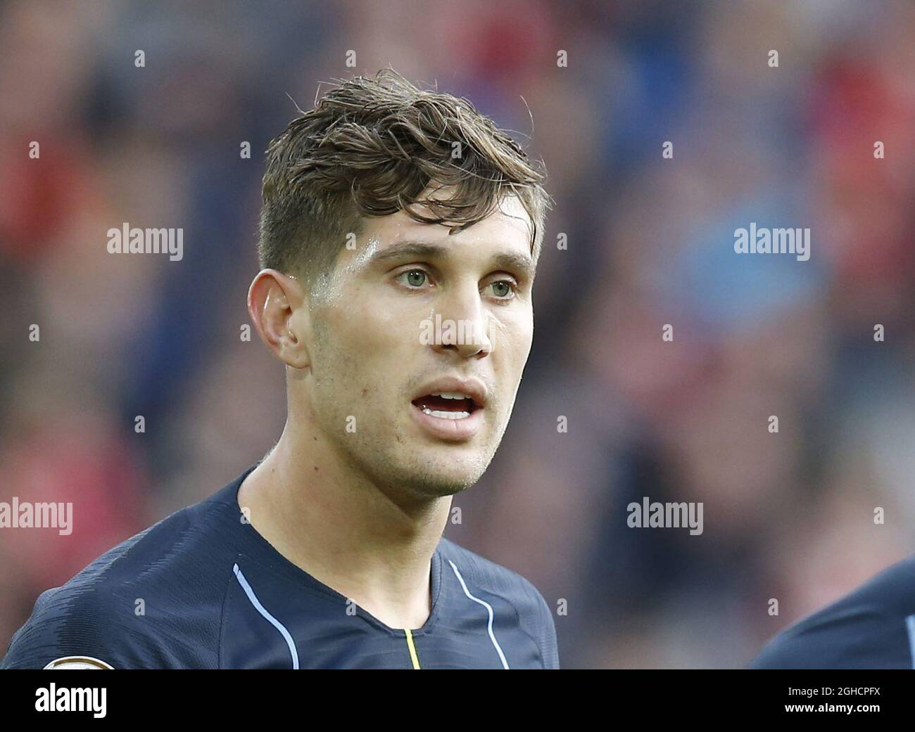 John Stones of Manchester City during the Premier League match at Anfield Stadium, Liverpool. Picture date 7th October 2018. Picture credit should read: Andrew Yates/Sportimage via PA Images Stock Photo