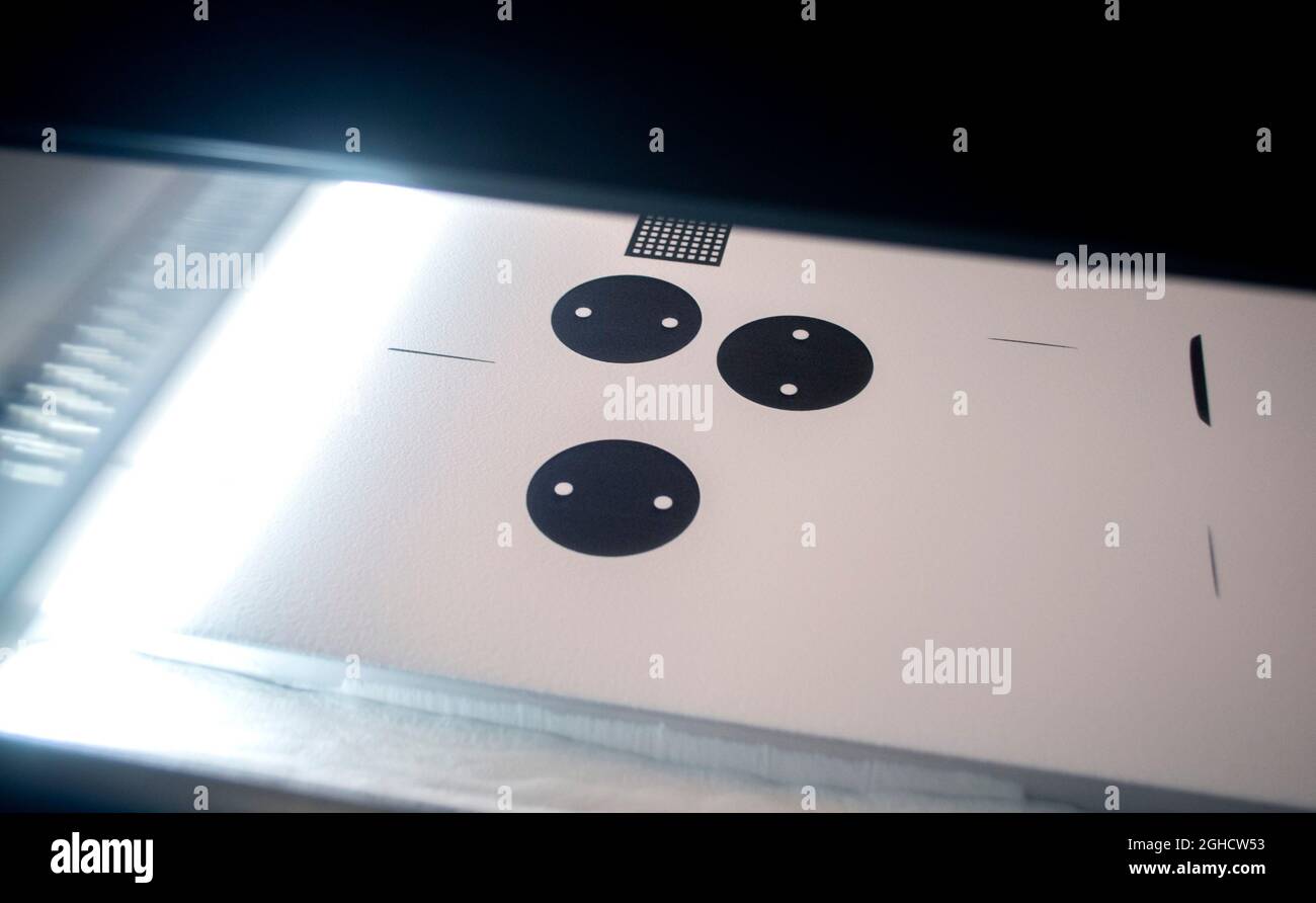 Industrial professional powder 3D printer printing process Stock Photo