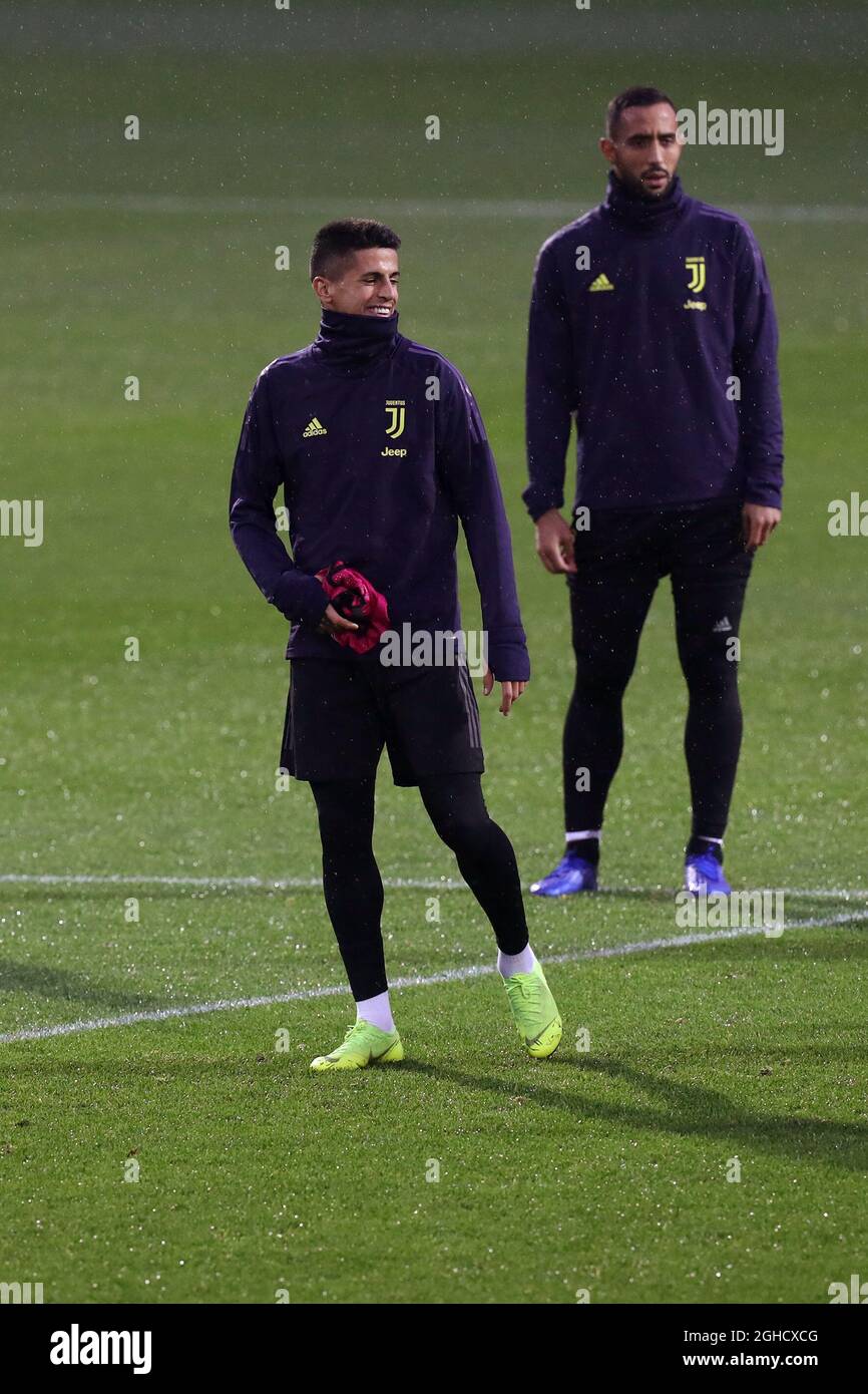 Joao Cancelo and Medhi Benatia of Juventus during the training session at the Juventus Training Centre, Turin. Picture date: 6th November 2018. Picture credit should read: Jonathan Moscrop/Sportimage  via PA Images Stock Photo