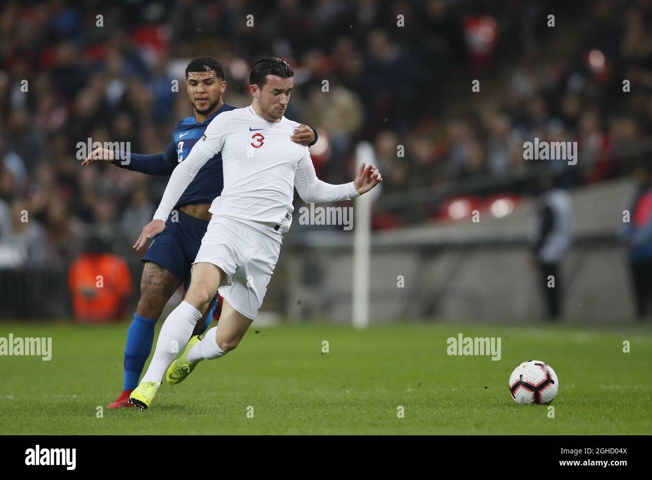 DeAndre Yedlin of USA tackles Ben Chilwell of England during the Friendly International match at Wembley Stadium, London. Picture date: 15th November 2018. Picture credit should read: David Klein/Sportimage via PA Images Stock Photo