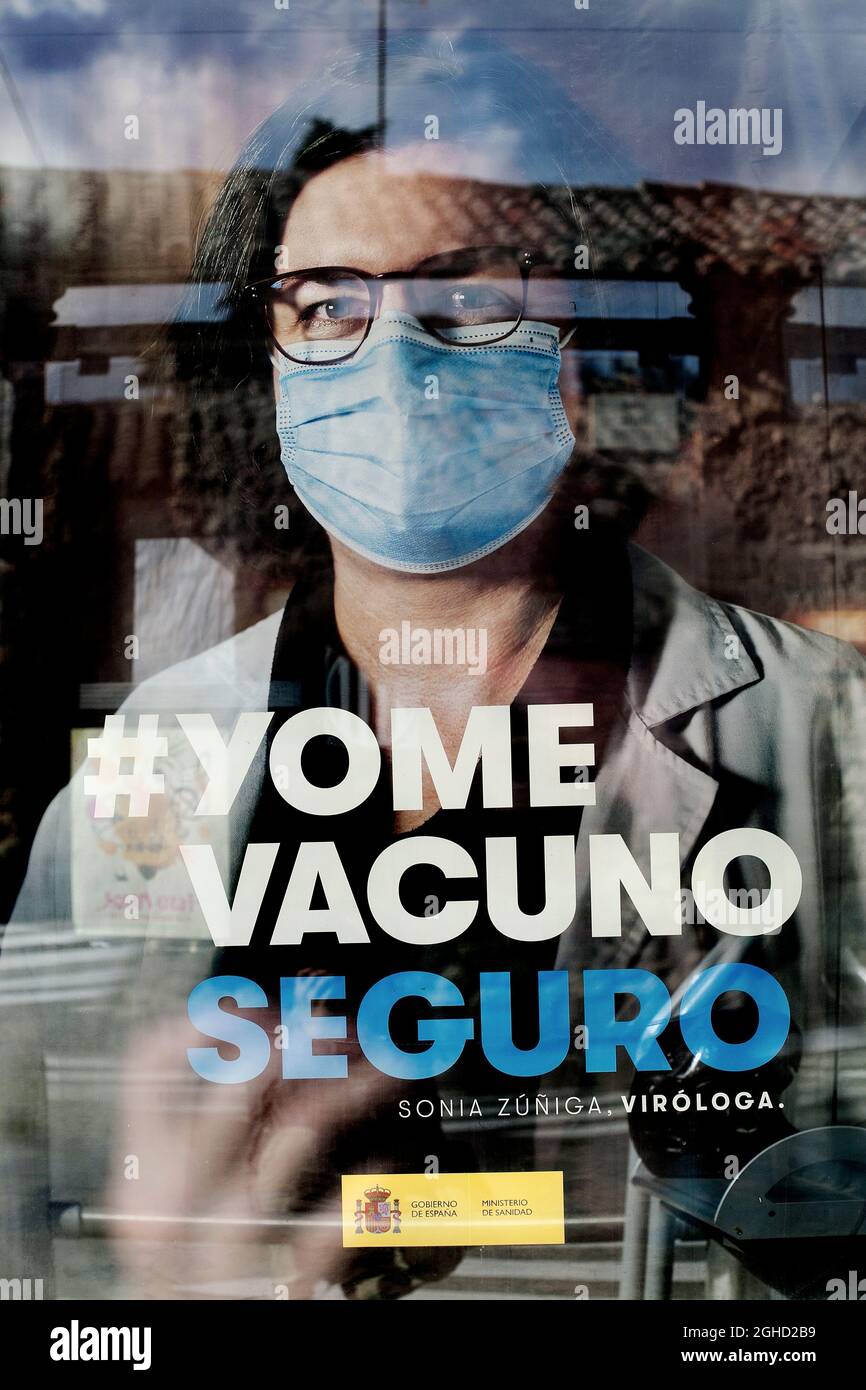 Vaccination campaign poster, Catalonia, Spain. Stock Photo