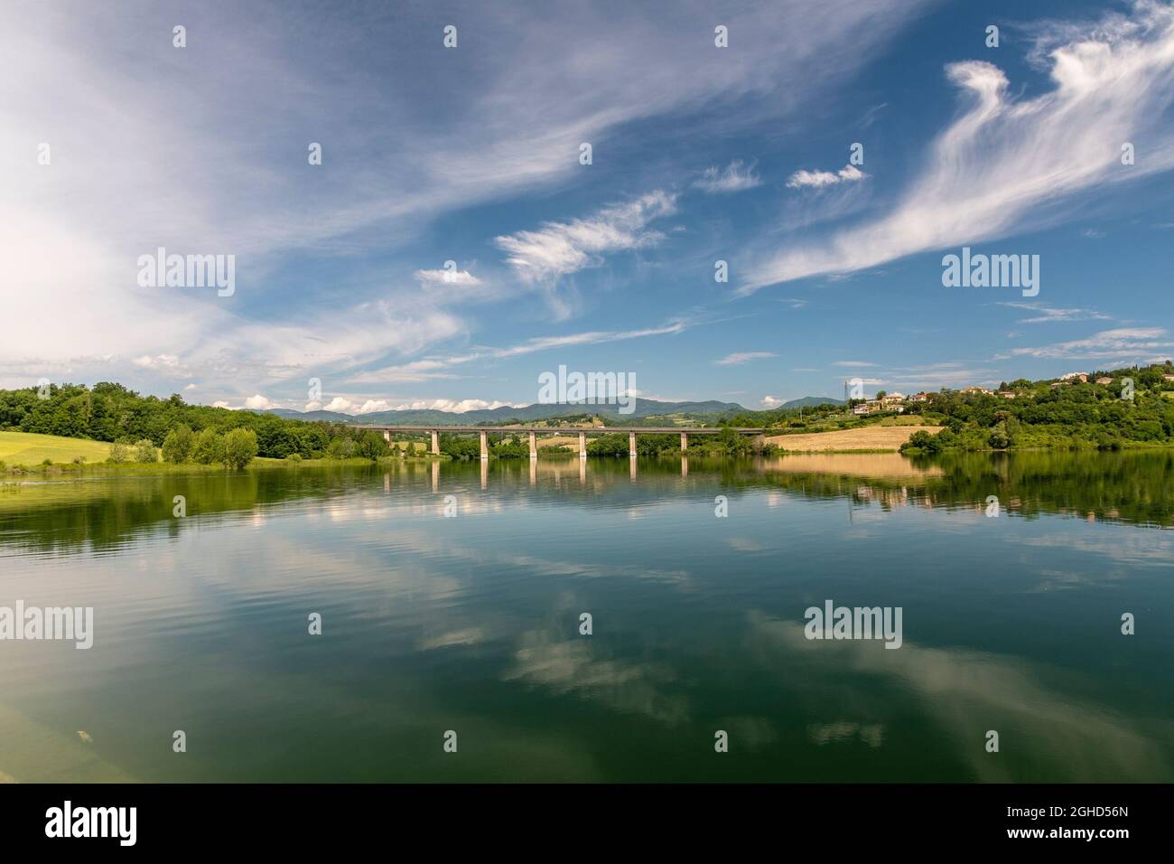 View of the Bilancino lake in Mugello in Tuscany Stock Photo