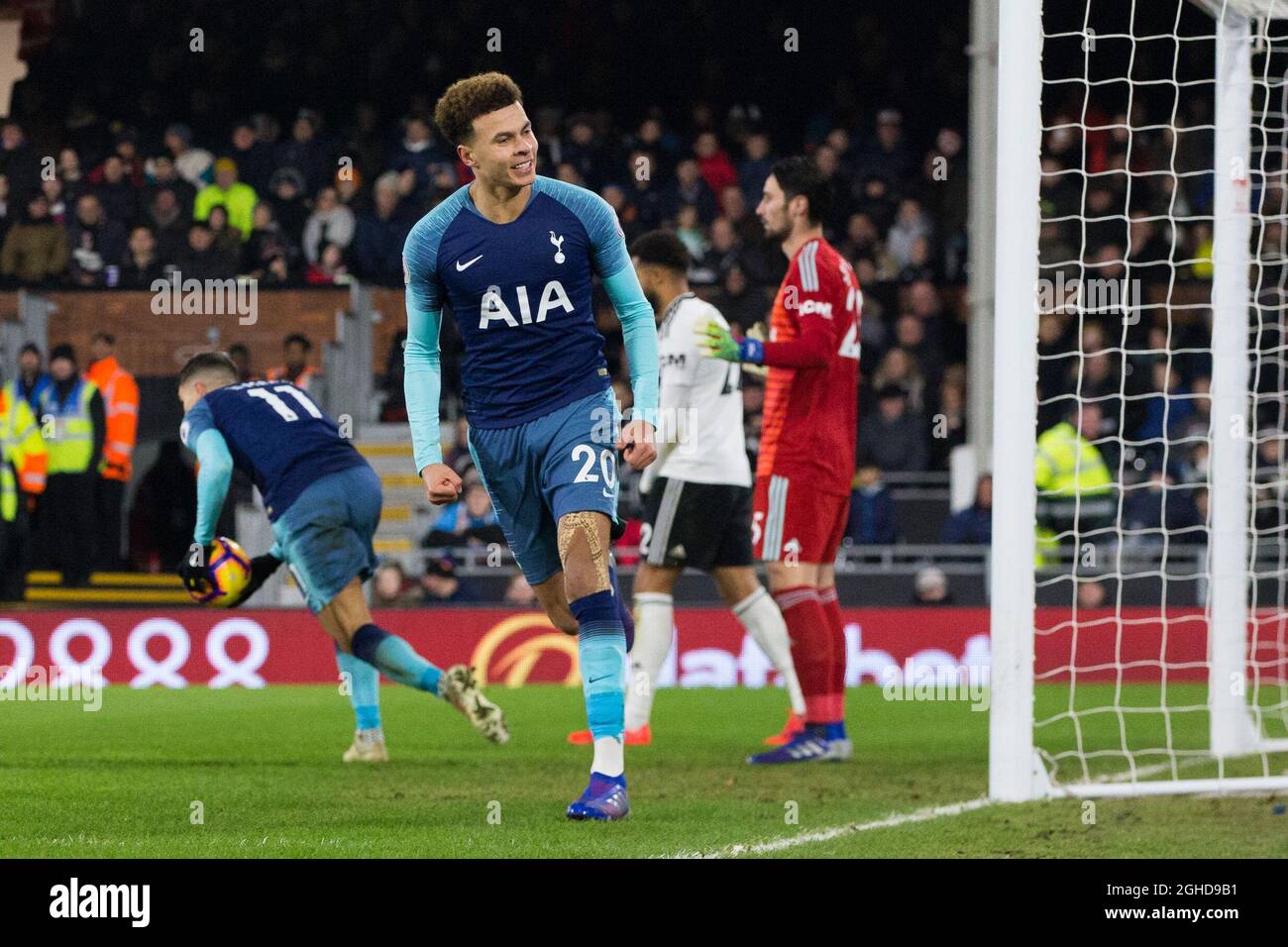 Dele Alli of Tottenham Hotspur celebrates scoring his side's equalising