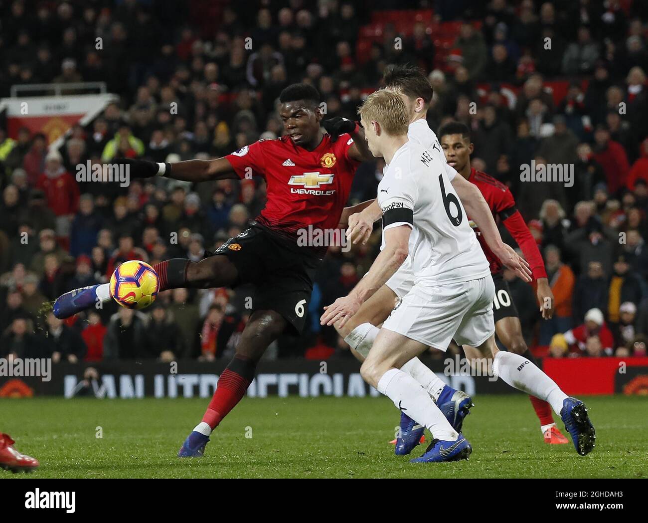 Paul Pogba of Manchester United produces a half volley during the