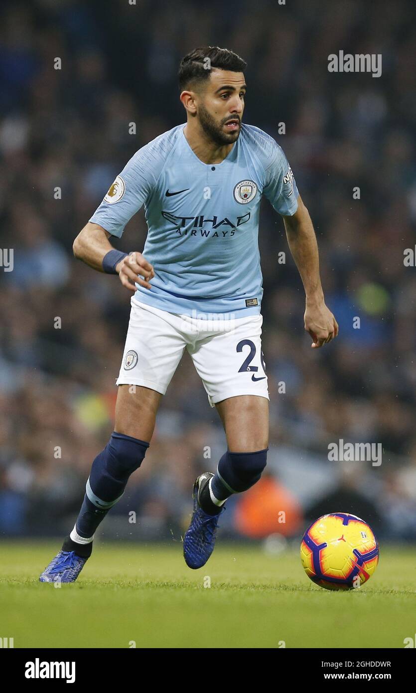 Riyad Marhez of Manchester City during the Premier League match at the  Etihad Stadium, Manchester. Picture date: 27th February 2019. Picture  credit should read: Andrew Yates/Sportimage via PA Images Stock Photo -