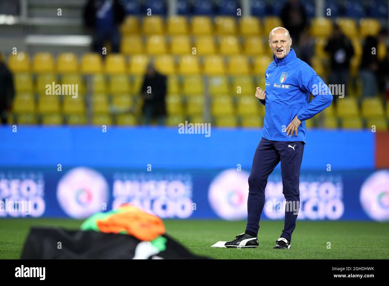Italy's assistant manager Attilio Lombardo during the UEFA Euro 2020 Qualifying Group J match at the Ennio Tardini Stadium, Parma, Italy. Picture date 26th March 2019. Picture credit should read: Jonathan Moscrop/Sportimage via PA Images Stock Photo
