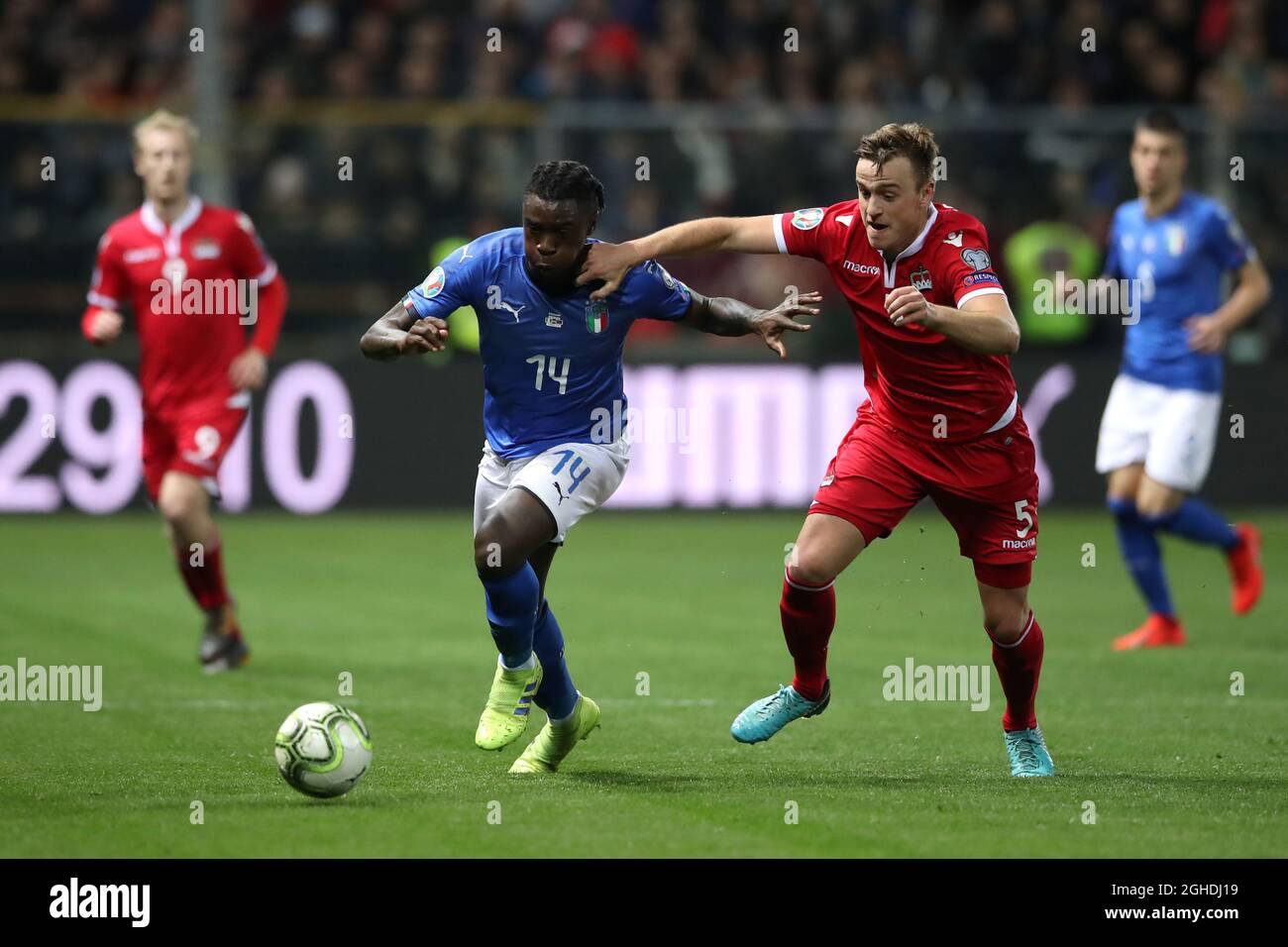 Moise Kean Of Italy And Jens Hofer Of Liechtenstein During The Uefa Euro Qualifying Group J Match At The Ennio Tardini Stadium Parma Italy Picture Date 26th March 19 Picture Credit Moise Kean Of Italy And Jens Hofer Of Liechtenstein During The Uefa Euro Qualifying Group J Match At The Ennio Tardini Stadium Parma Italy Picture Date 26th March 19 Picture Credit