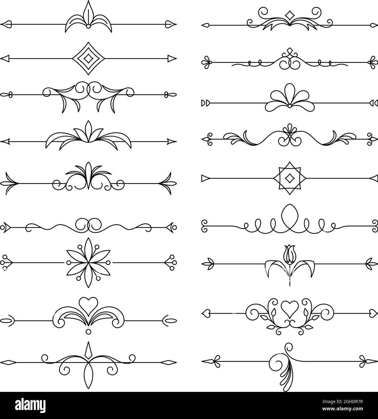 Page decor, borders and dividers decorative elements Stock