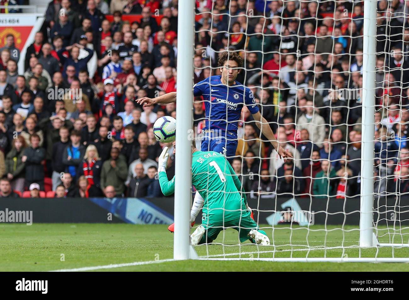 Marcos Alonso of Chelsea scores the second goal of the game to