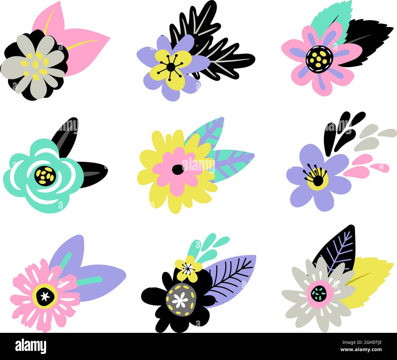 Collection of colored flower bouquets buds Stock Vector Image & Art - Alamy