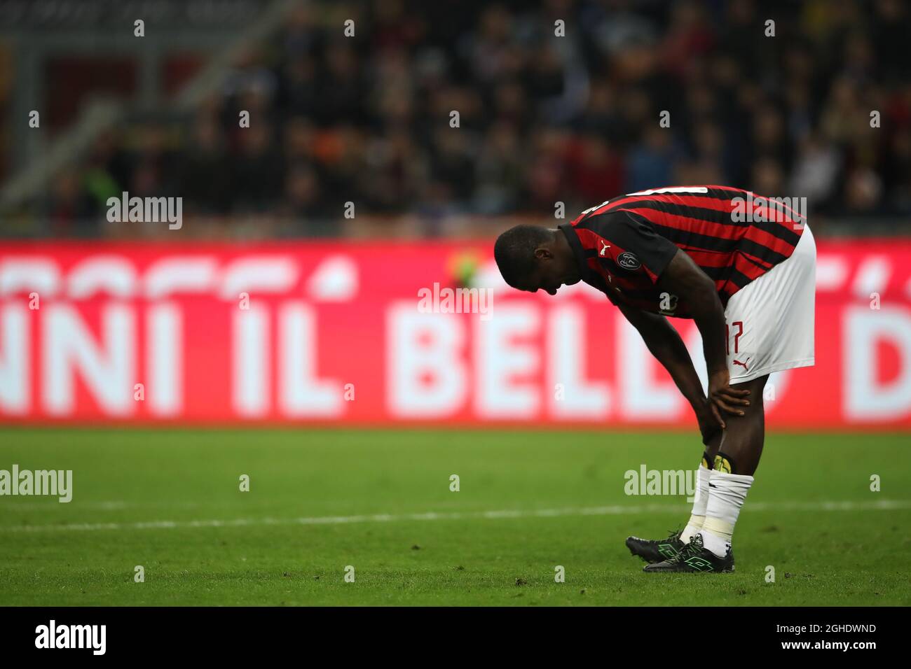Cristian Zapata of AC Milan appears to be holding an injury during the Serie A match at Giuseppe Meazza, Milan. Picture date: 6th May 2019. Picture credit should read: Jonathan Moscrop/Sportimage via PA Images Stock Photo