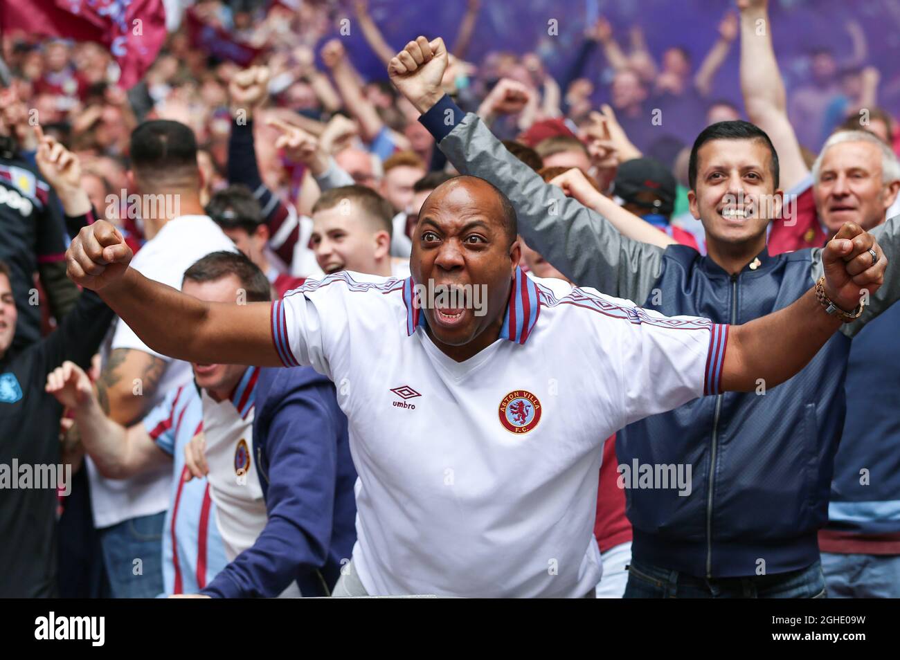 Aston Villa fans celebrates their team scoring the first goal of the ...
