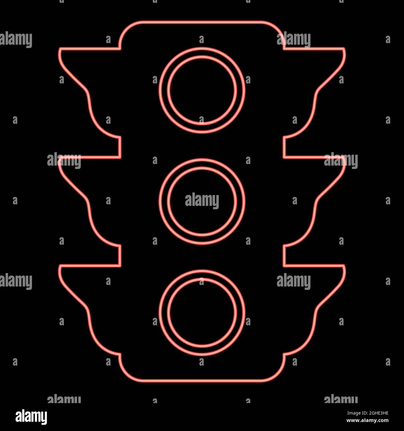 Neon traffic light red color vector illustration flat style light image Stock Vector