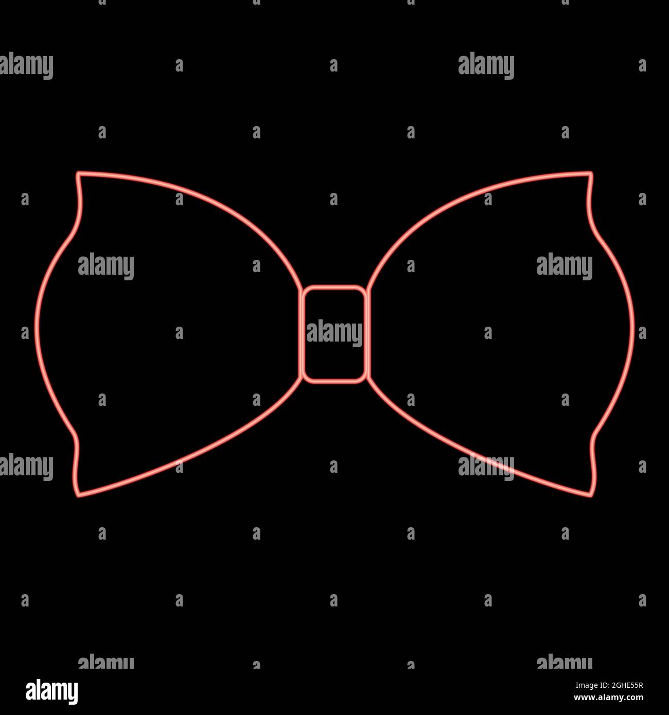 Neon bow butterfly red color vector illustration flat style light image Stock Vector