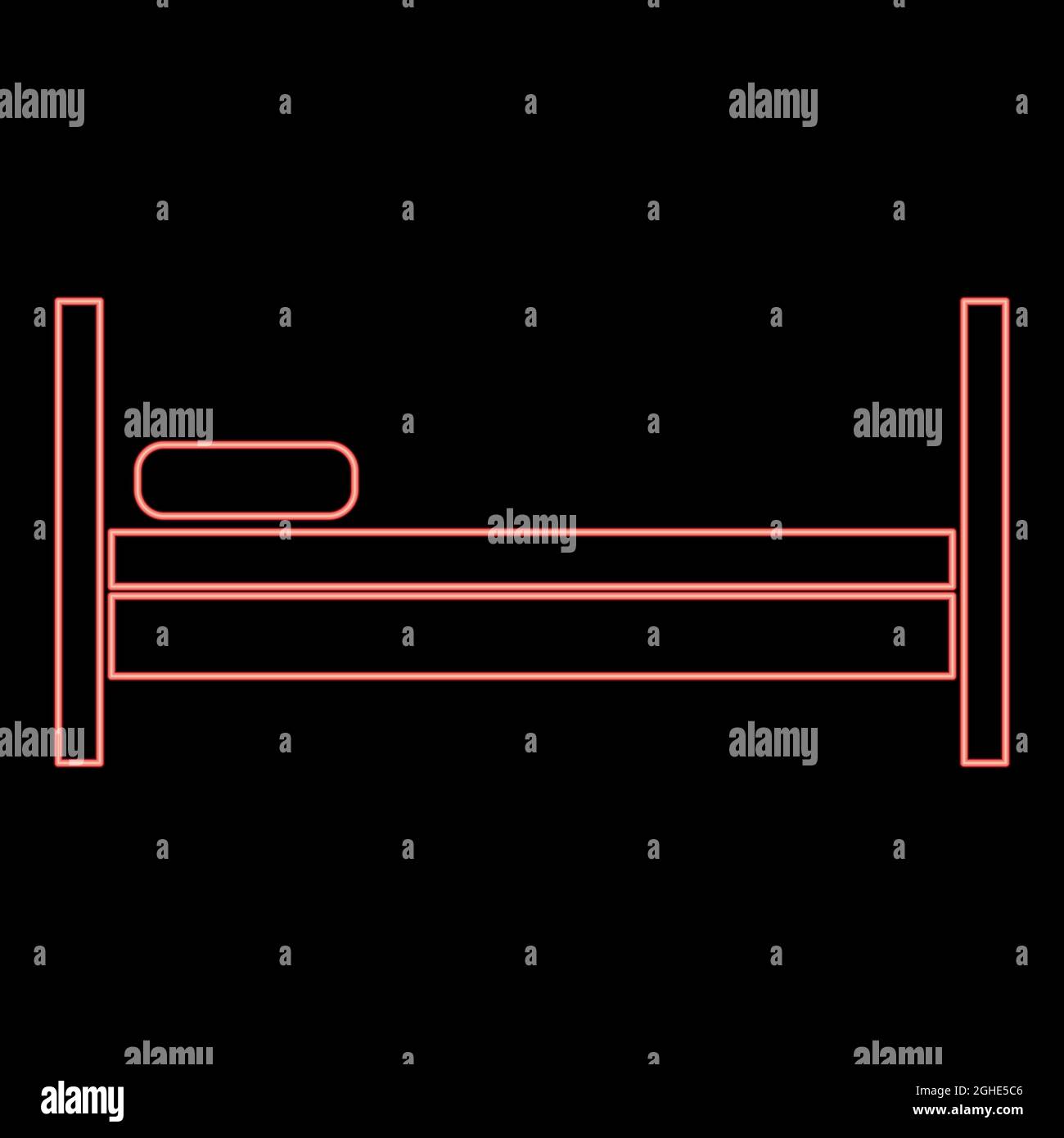 Neon bed red color vector illustration flat style light image Stock Vector