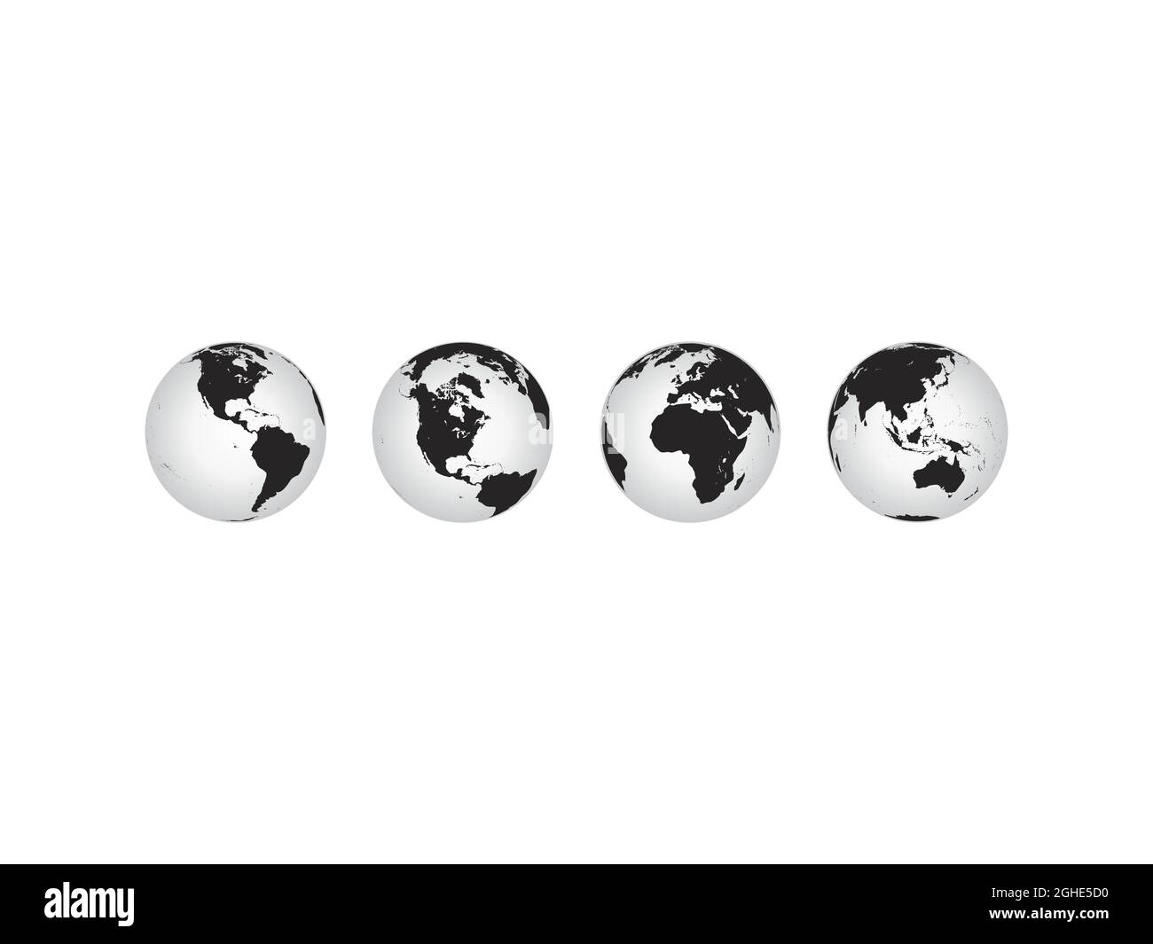 Earth globe icons. earth hemispheres with continents. vector world map set. Stock Vector