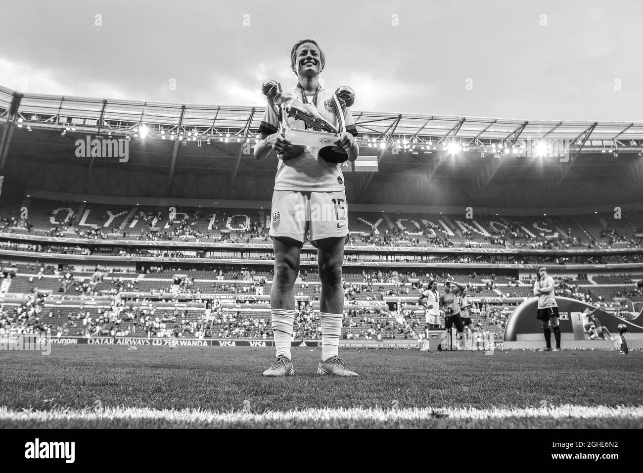 Megan Rapinoe of USA poses for photos after the FIFA Women's World Cup match at Stade de Lyon, Lyon. Picture date: 7th July 2019. Picture credit should read: Jonathan Moscrop/Sportimage via PA Images Stock Photo