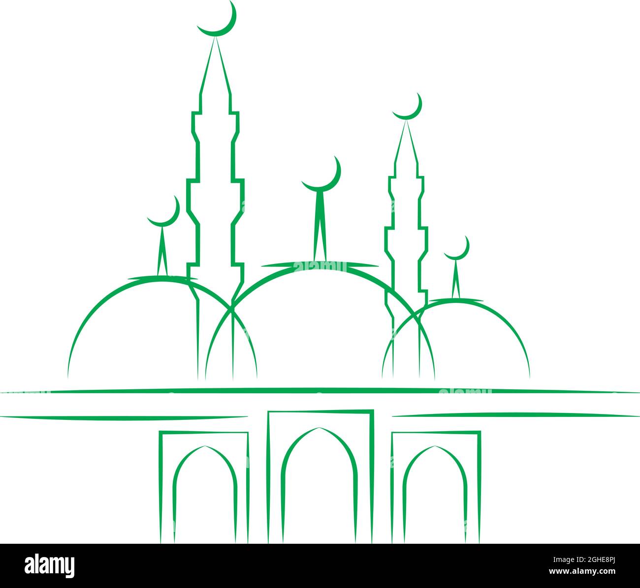 Eid Al Adha. Lettering composition of moslim holy month with mosque building. Stock Vector