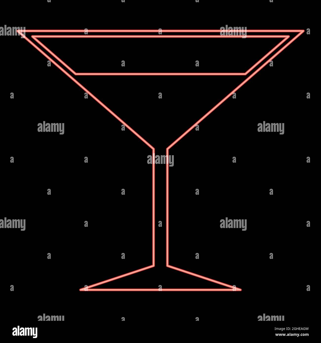 Neon martini glass red color vector illustration flat style light image