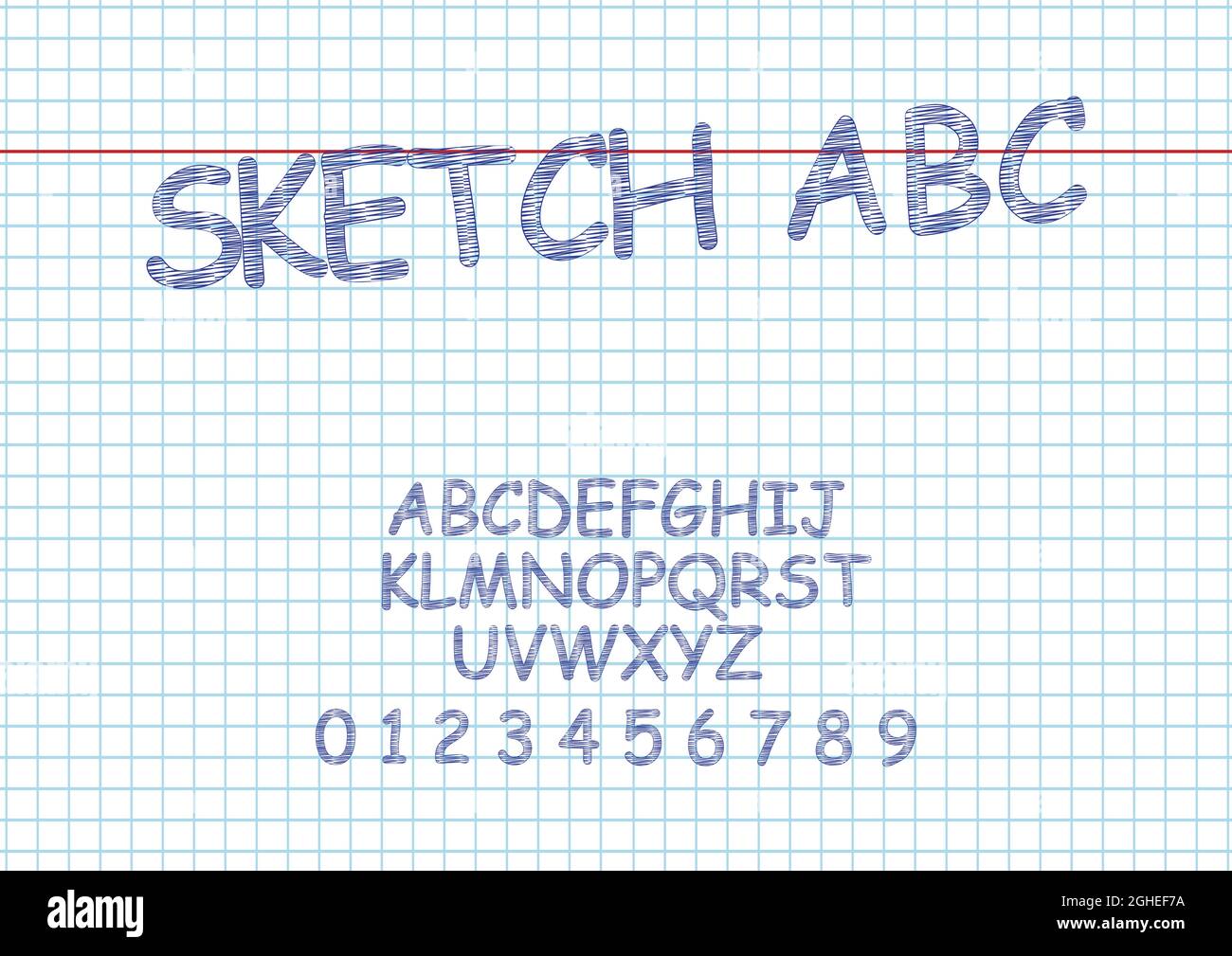 Vector of Sketch bold font and alphabet Hand Drawn Sketch Stock Vector