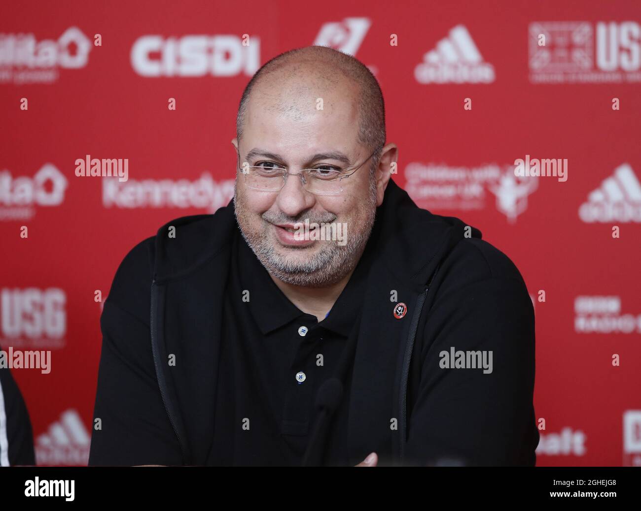 H.R.H Prince Abdullah bin MosaÕad bin Abdulaziz Al SaÕud speaks at a press conference introducing the new owners of Sheffield United  at Bramall Lane, Sheffield. Picture date: 19th September 2019. Picture credit should read: Simon Bellis/Sportimage via PA Images Stock Photo