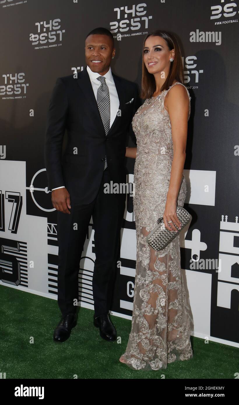 Julio Baptista and wife Silvia Nistal Calvo arrives on the green carpet before the FIFA Best Football Awards 2019 ceremony at Teatro La Scala, Milan. Picture date: 23rd September 2019. Picture credit should read: Jonathan Moscrop/Sportimage via PA Images Stock Photo