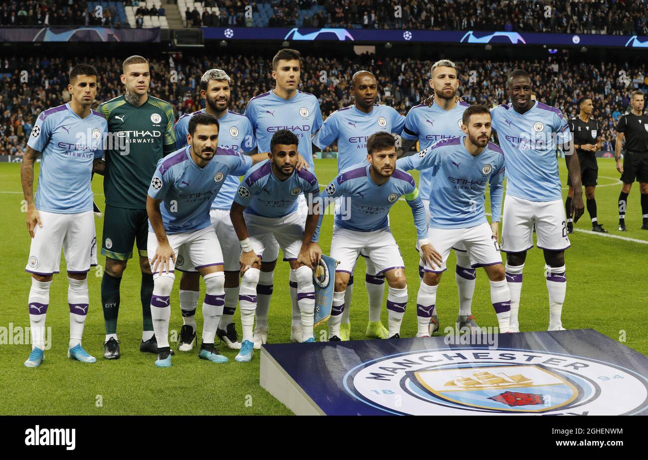 The Manchester City team group during the UEFA Champions League group F  match at The Etihad Stadium, Manchester Stock Photo - Alamy
