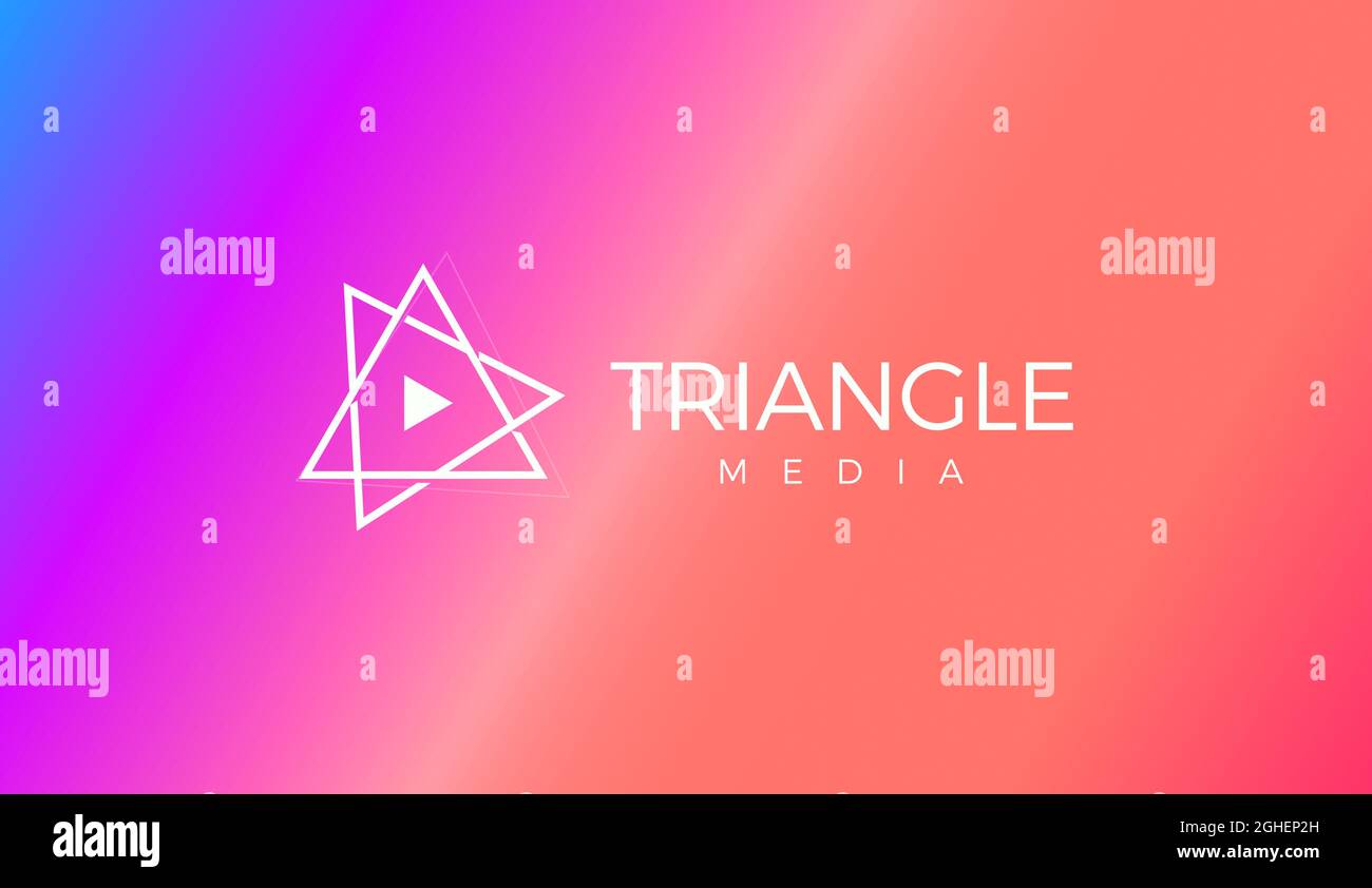 Geometric play button flat minimal style vector logo concept for media ...