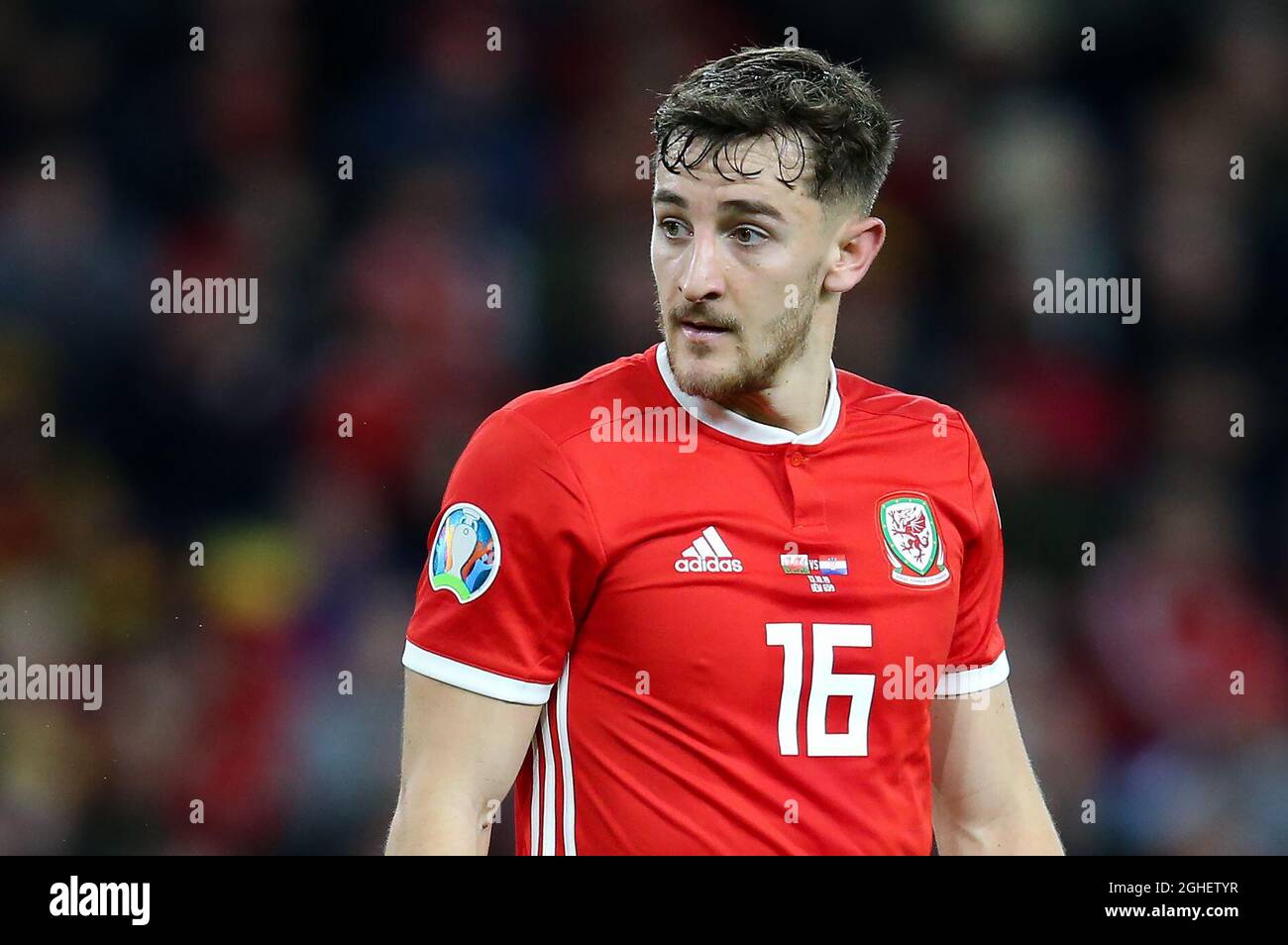Tom Lockyer of Wales during the UEFA Euro 2020 Qualifying match at the Cardiff City Stadium, Cardiff. Picture date: 13th October 2019. Picture credit should read: James Wilson/Sportimage via PA Images Stock Photo
