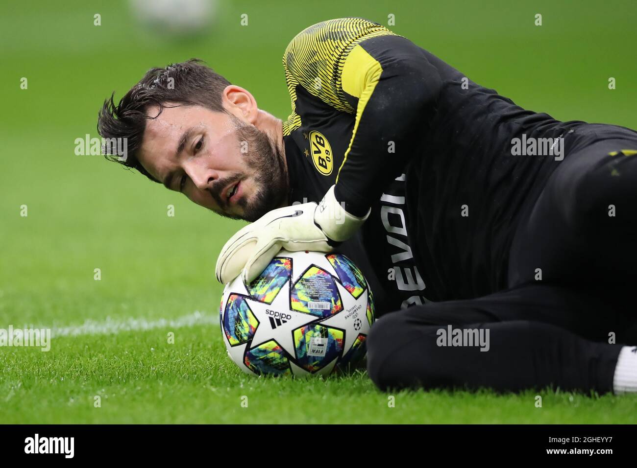 Roman Burki of Borussia Dortmund during the UEFA Champions League match at Giuseppe Meazza, Milan. Picture date: 23rd October 2019. Picture credit should read: Jonathan Moscrop/Sportimage via PA Images Stock Photo