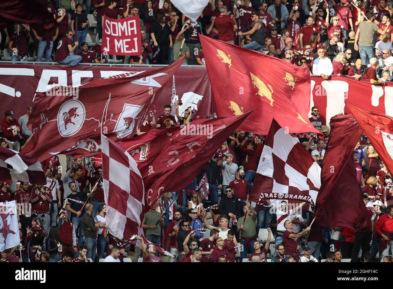 Torino FC fans during the Serie A match at Stadio Grande Torino, Turin.  Picture date: 27th October 2019. Picture credit should read: Jonathan  Moscrop/Sportimage via PA Images Stock Photo - Alamy