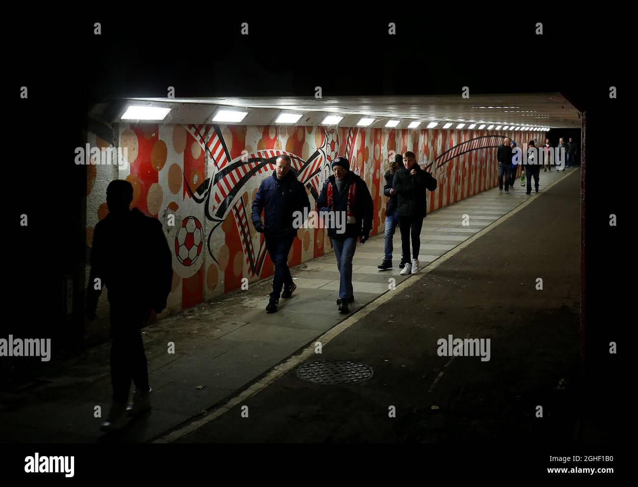 Crawley fans arrive ahead of the Carabao Cup match at Broadfield Stadium, Crawley. Picture date: 29th October 2019. Picture credit should read: Paul Terry/Sportimage via PA Images Stock Photo