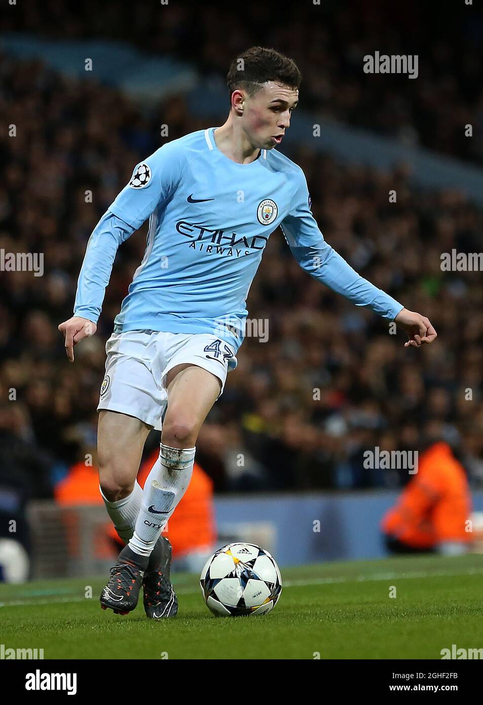 Phil Foden of Manchester City - Manchester City v FC Basel, UEFA Champions League, Round of 16 - Second Leg, Etihad Stadium, Manchester - 7th March 2018. Stock Photo