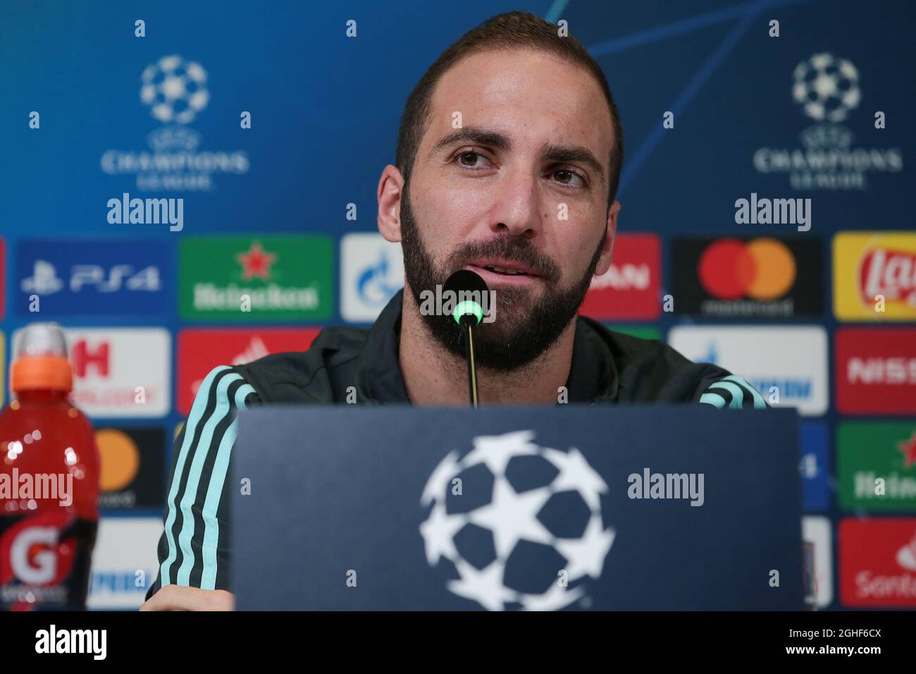 Gonzalo Higuain of Juventus during the press conference at the Juventus Stadium, Turin. Picture date: 25th November 2019. Picture credit should read: Jonathan Moscrop/Sportimage via PA Images Stock Photo