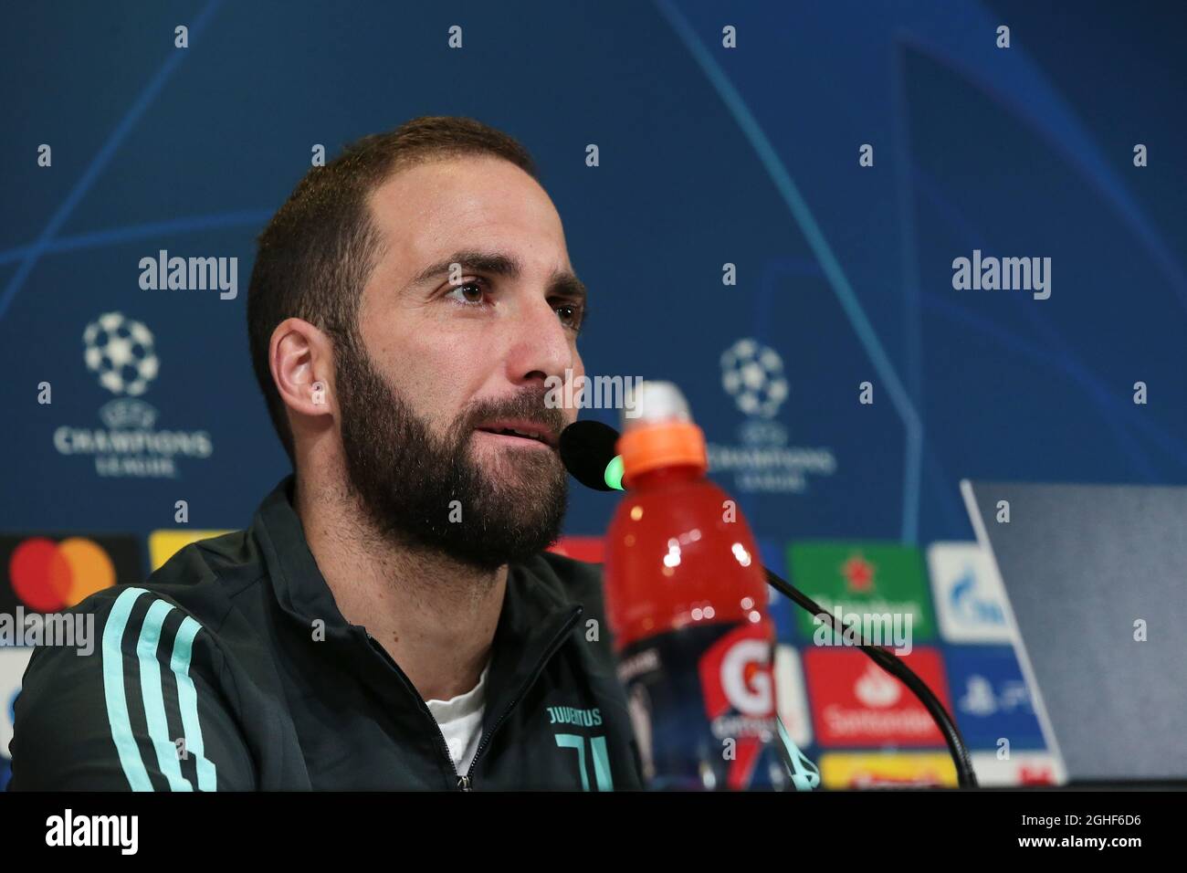 Gonzalo Higuain of Juventus during the press conference at the Juventus Stadium, Turin. Picture date: 25th November 2019. Picture credit should read: Jonathan Moscrop/Sportimage via PA Images Stock Photo