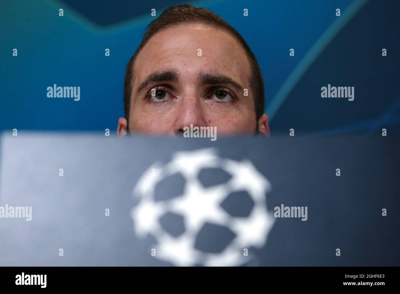 Gonzalo Higuain of Juventus during the press conference at the Juventus Stadium, Turin. Picture date: 25th November 2019. Picture credit should read: Jonathan Moscrop/Sportimage via PA Images Stock Photo