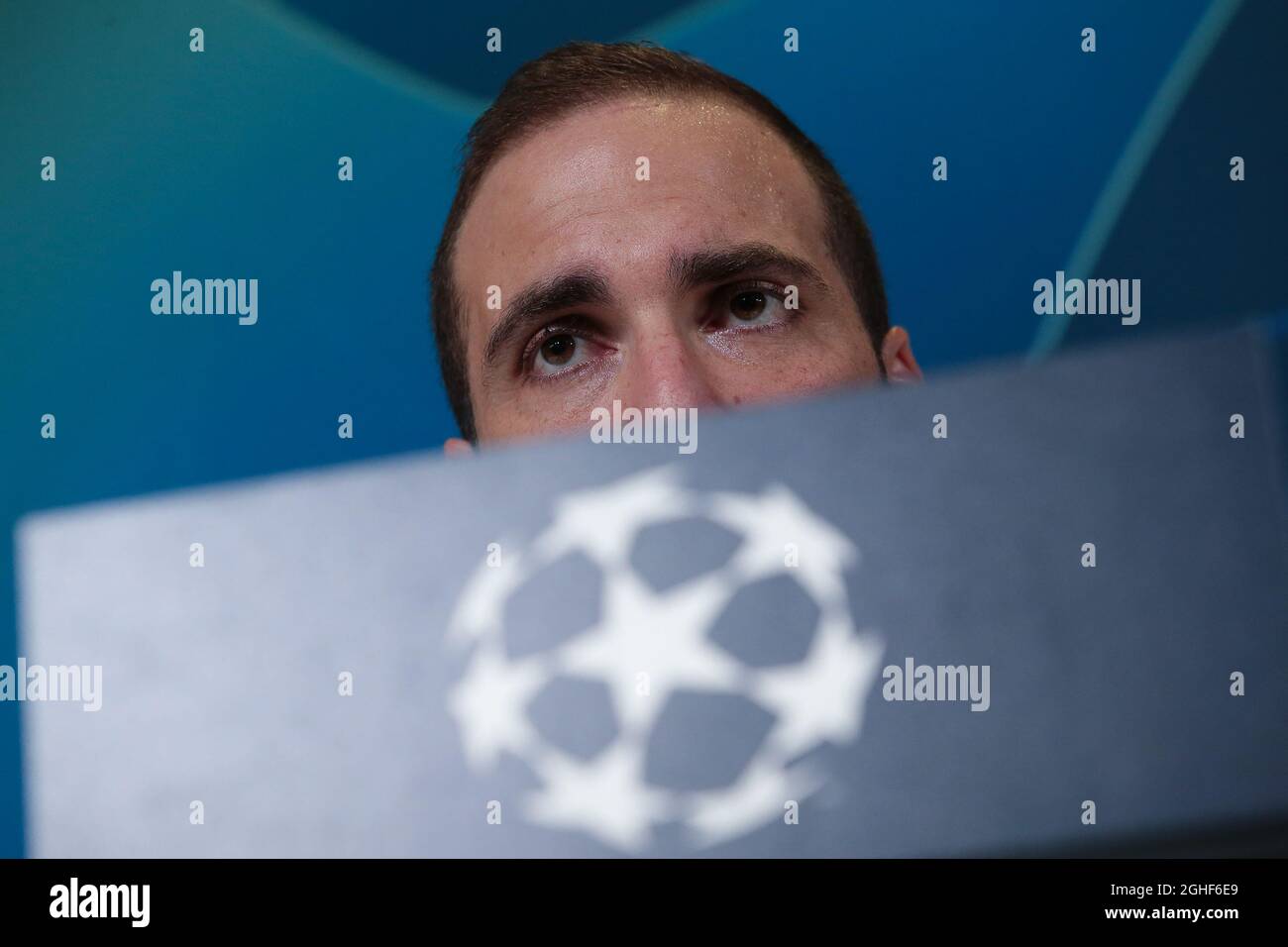 Gonzalo Higuain of Juventus during the press conference at the Juventus Stadium, Turin. Picture date: 25th November 2019. Picture credit should read: Jonathan Moscrop/Sportimage via PA Images Stock Photo