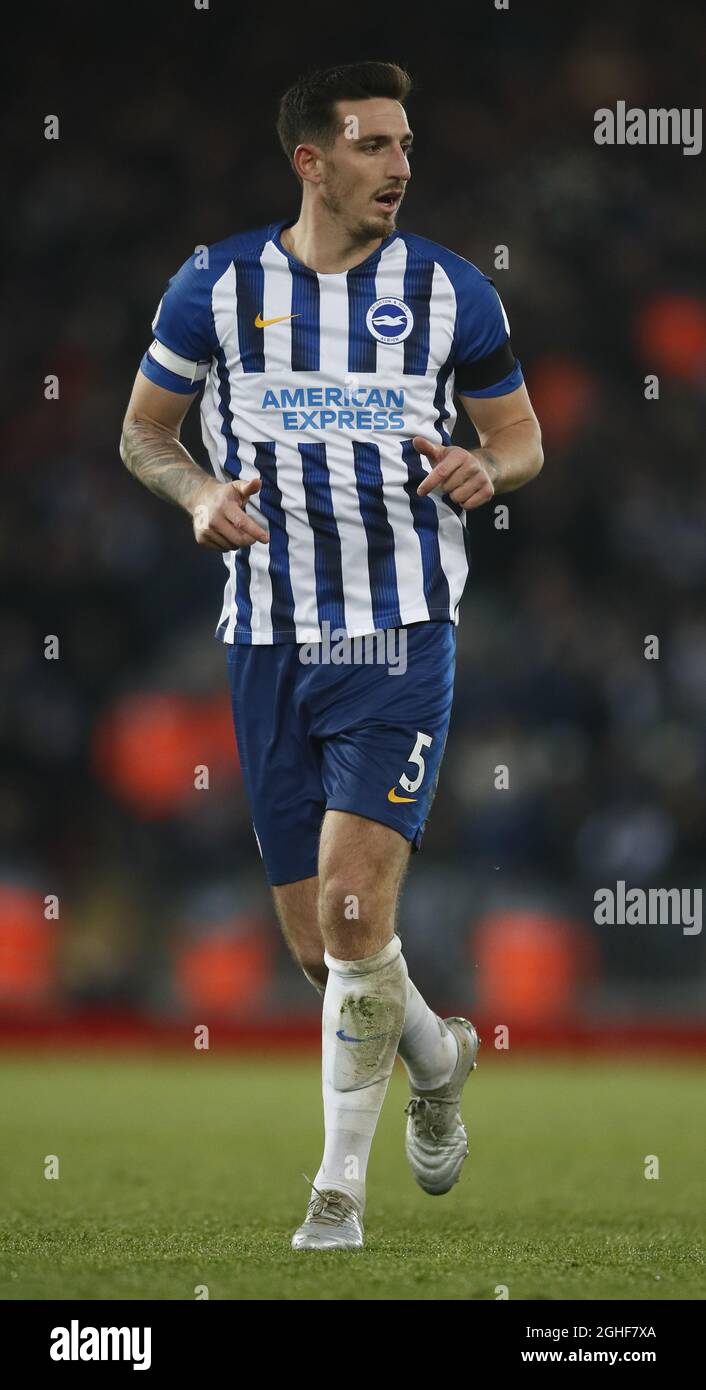 Lewis Dunk of Brighton during the Premier League match at Anfield, Liverpool. Picture date: 30th November 2019. Picture credit should read: Simon Bellis/Sportimage via PA Images Stock Photo