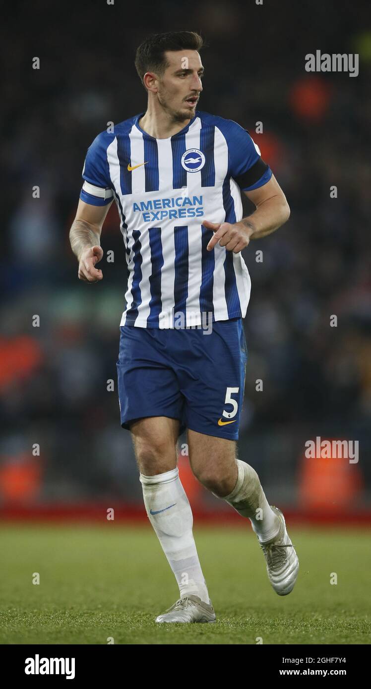 Lewis Dunk of Brighton during the Premier League match at Anfield, Liverpool. Picture date: 30th November 2019. Picture credit should read: Simon Bellis/Sportimage via PA Images Stock Photo